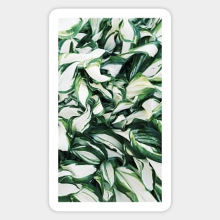 White and green leaves abstract Sticker